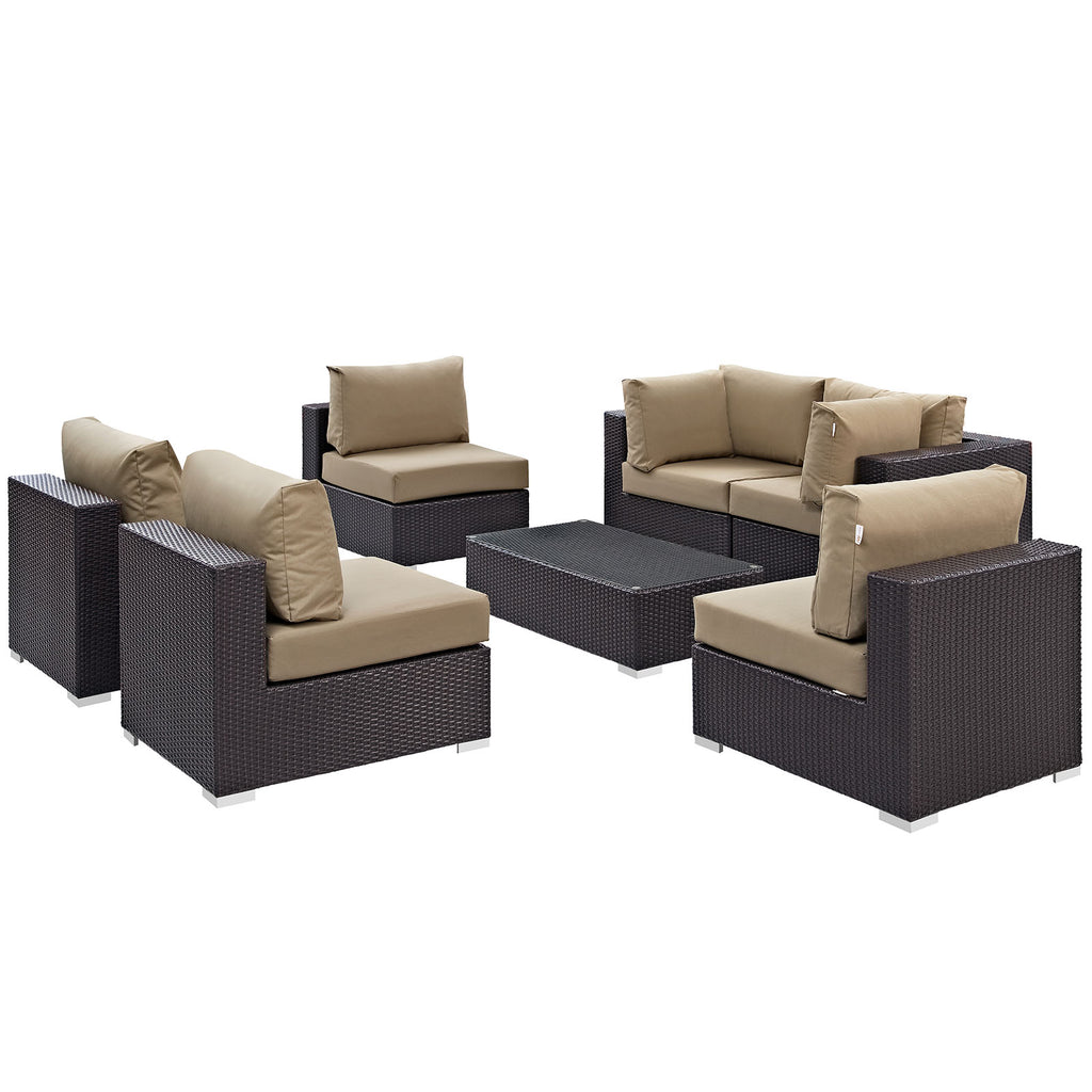 Convene 7 Piece Outdoor Patio Sectional Set in Espresso Mocha-6