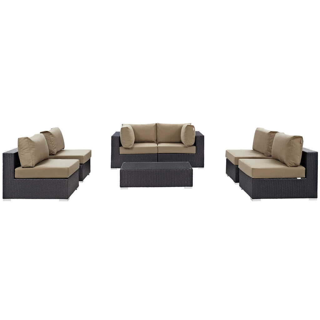 Convene 7 Piece Outdoor Patio Sectional Set in Espresso Mocha-6