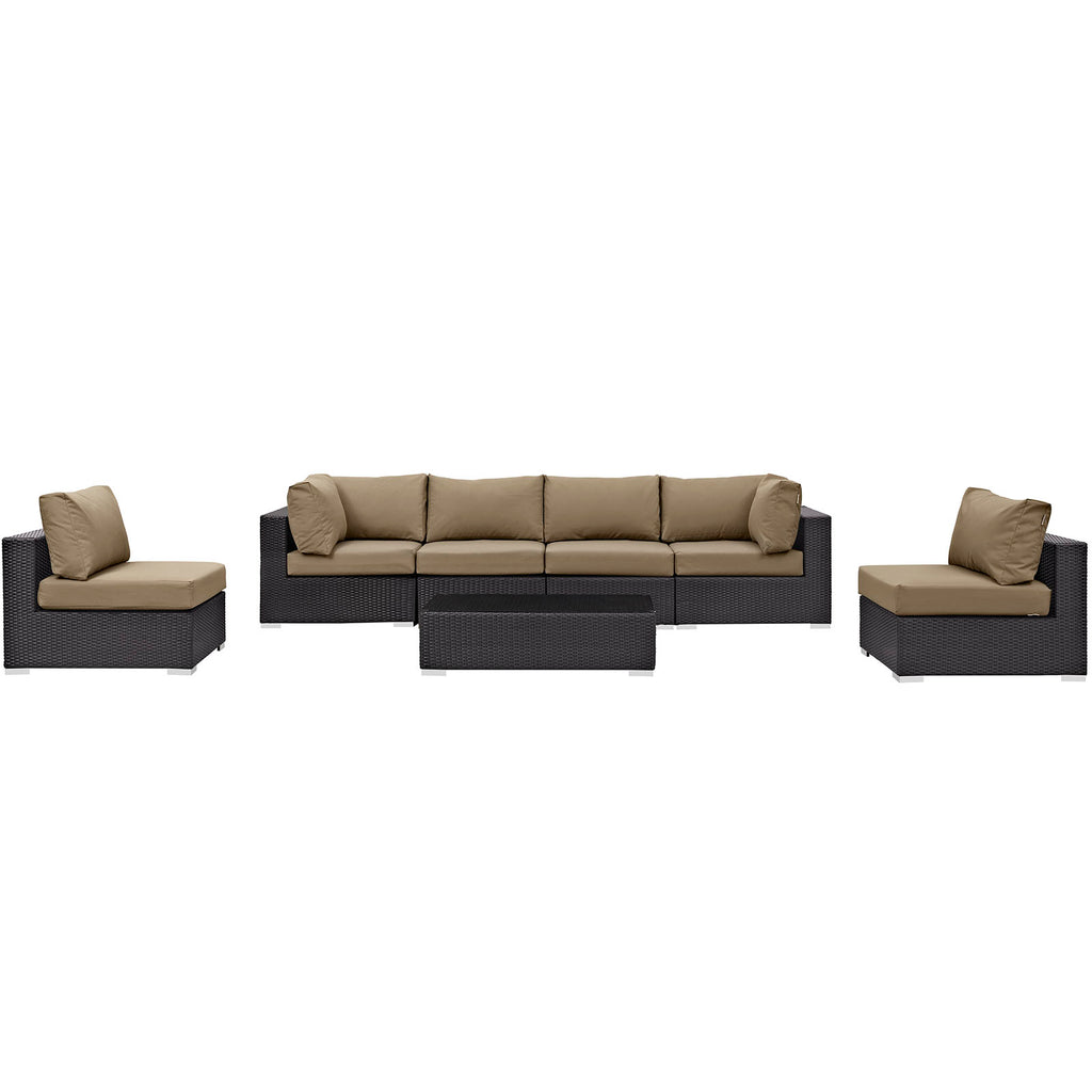 Convene 7 Piece Outdoor Patio Sectional Set in Espresso Mocha-6