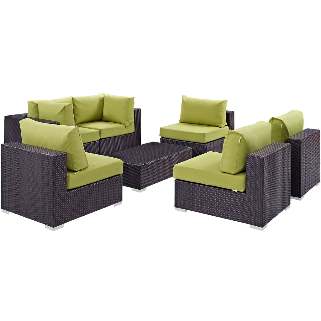 Convene 7 Piece Outdoor Patio Sectional Set in Espresso Peridot-4