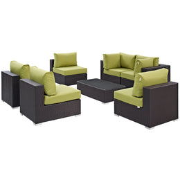 Convene 7 Piece Outdoor Patio Sectional Set in Espresso Peridot-4