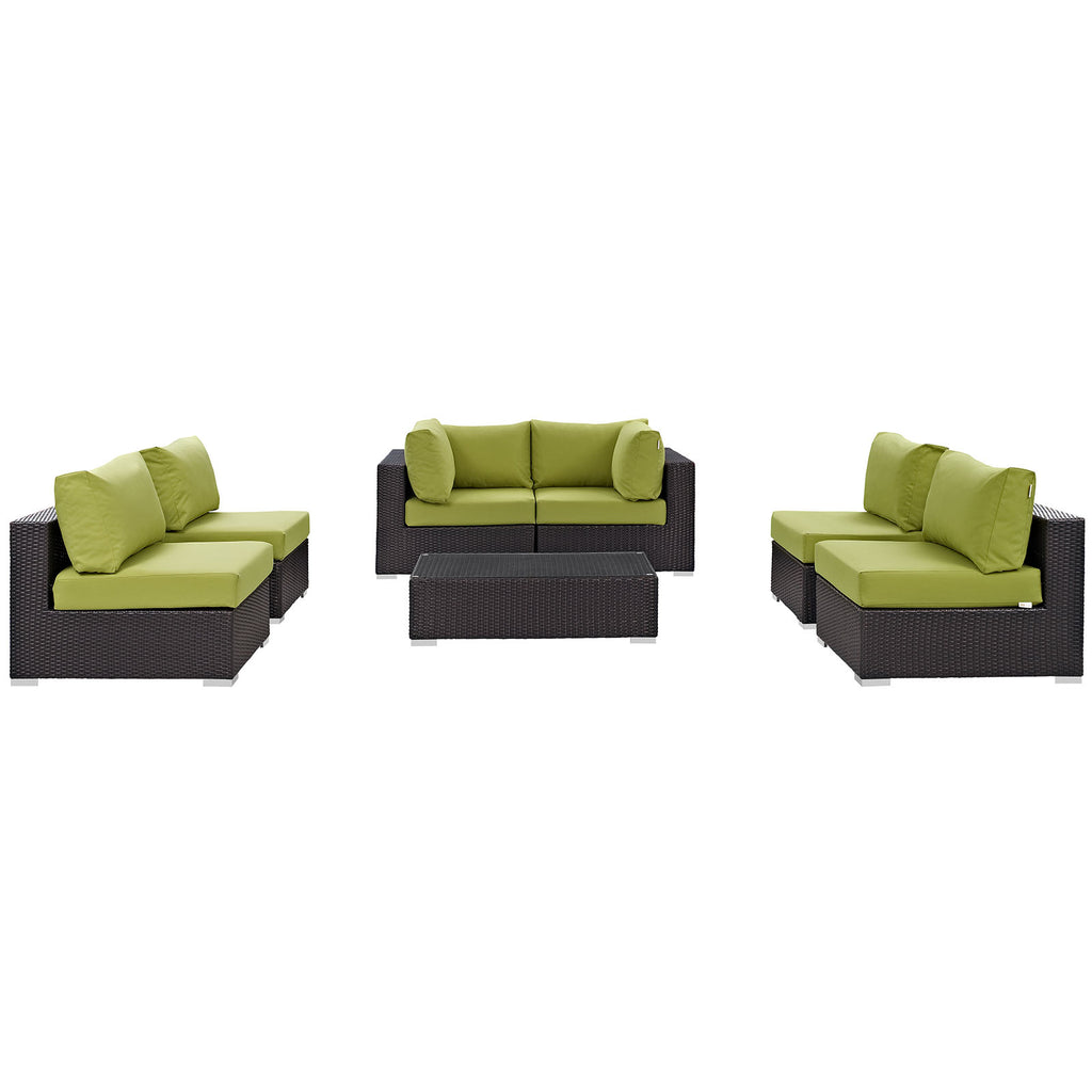 Convene 7 Piece Outdoor Patio Sectional Set in Espresso Peridot-4