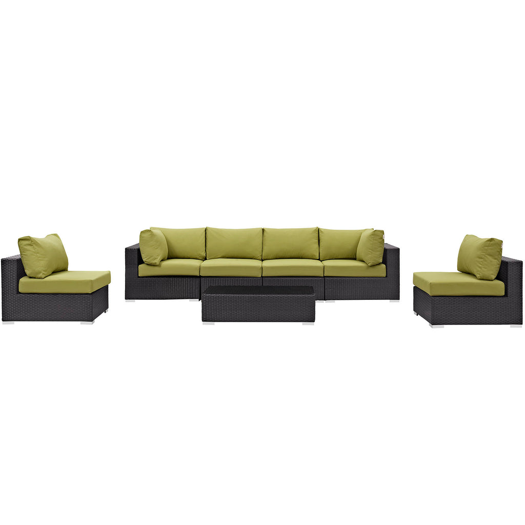 Convene 7 Piece Outdoor Patio Sectional Set in Espresso Peridot-4