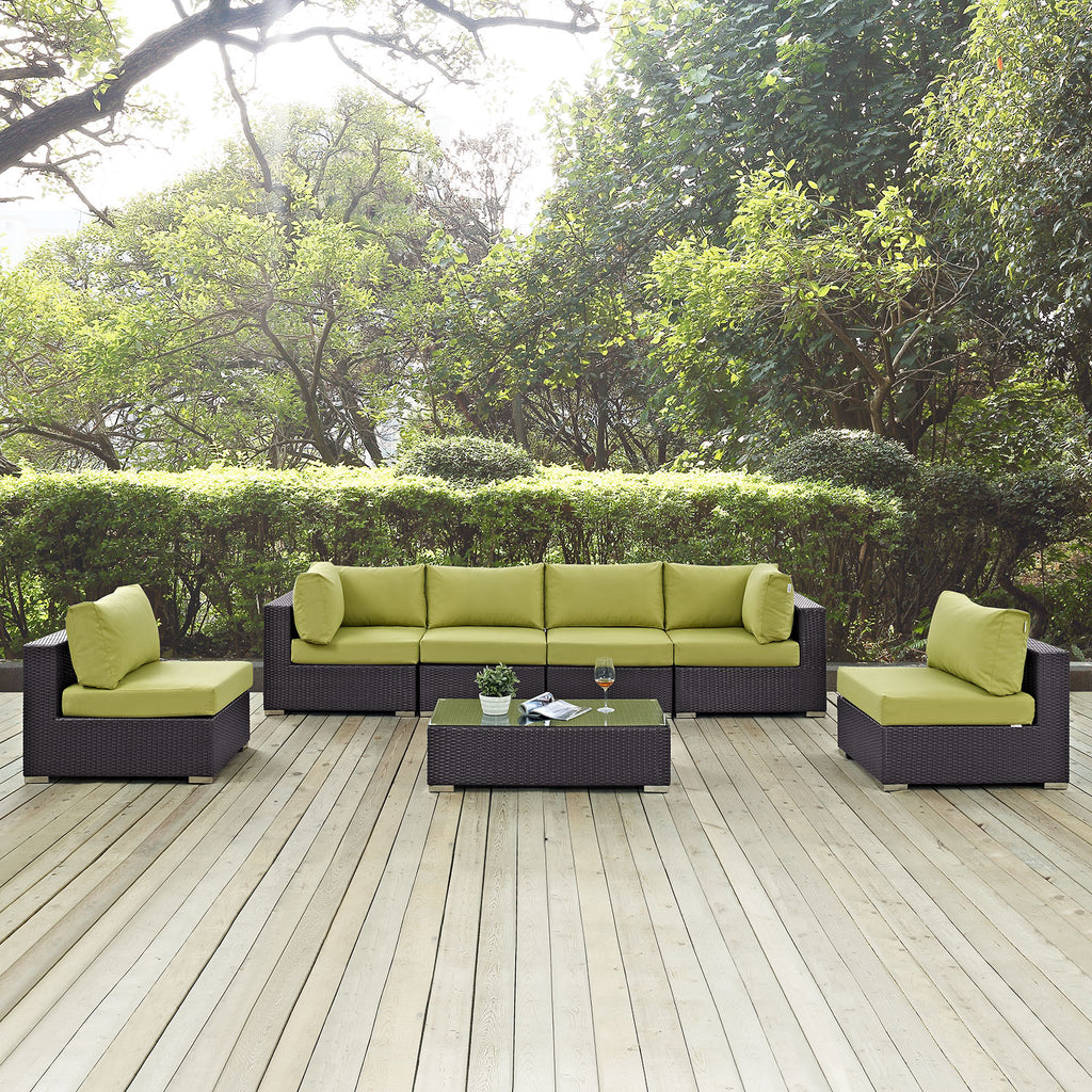 Convene 7 Piece Outdoor Patio Sectional Set in Espresso Peridot-4