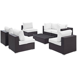 Convene 7 Piece Outdoor Patio Sectional Set in Espresso White-6