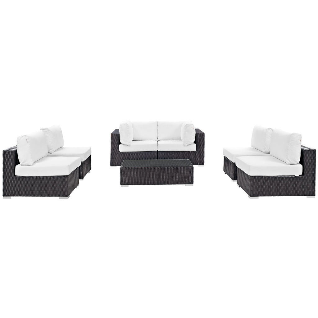 Convene 7 Piece Outdoor Patio Sectional Set in Espresso White-6