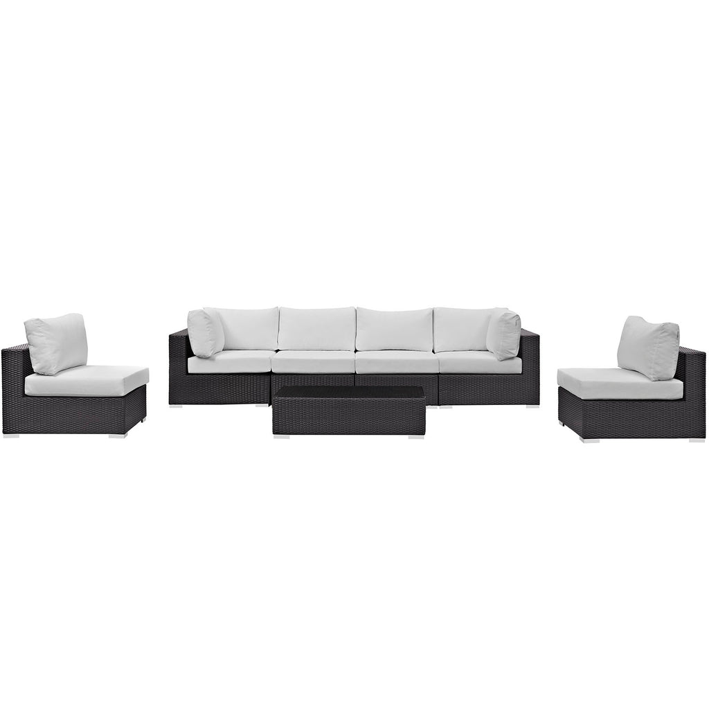 Convene 7 Piece Outdoor Patio Sectional Set in Espresso White-6