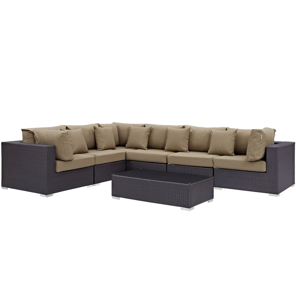 Convene 7 Piece Outdoor Patio Sectional Set in Espresso Mocha-5