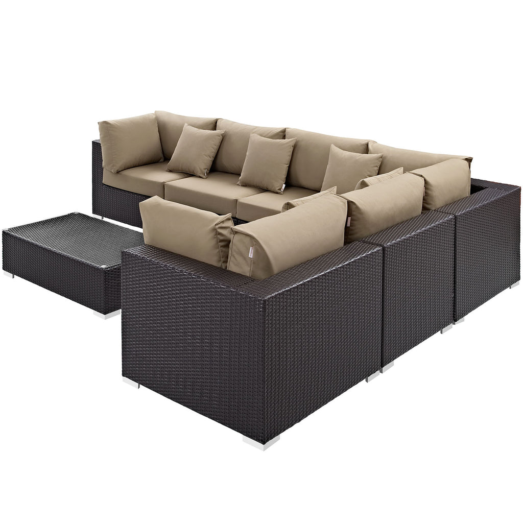 Convene 7 Piece Outdoor Patio Sectional Set in Espresso Mocha-5