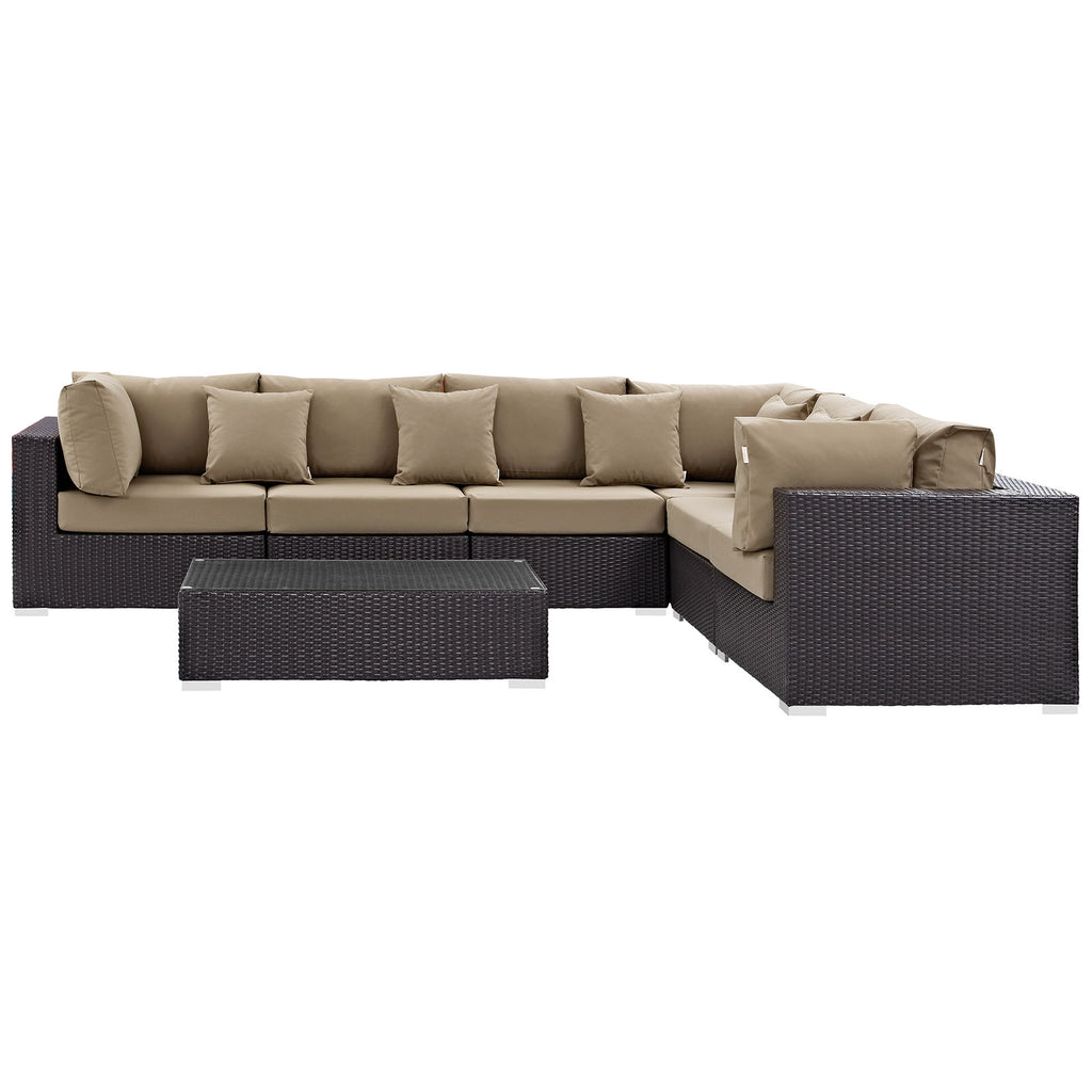 Convene 7 Piece Outdoor Patio Sectional Set in Espresso Mocha-5