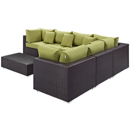 Convene 7 Piece Outdoor Patio Sectional Set in Expresso Peridot-2