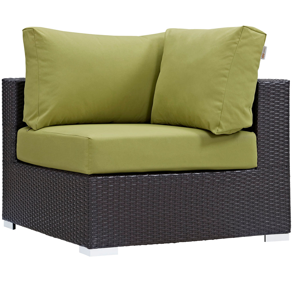 Convene 5 Piece Outdoor Patio Sectional Set in Espresso Peridot-4