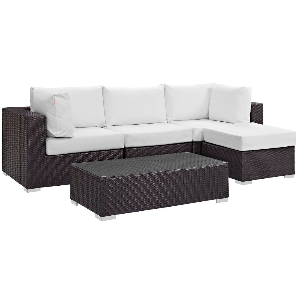 Convene 5 Piece Outdoor Patio Sectional Set in Espresso White-4