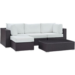 Convene 5 Piece Outdoor Patio Sectional Set in Espresso White-4