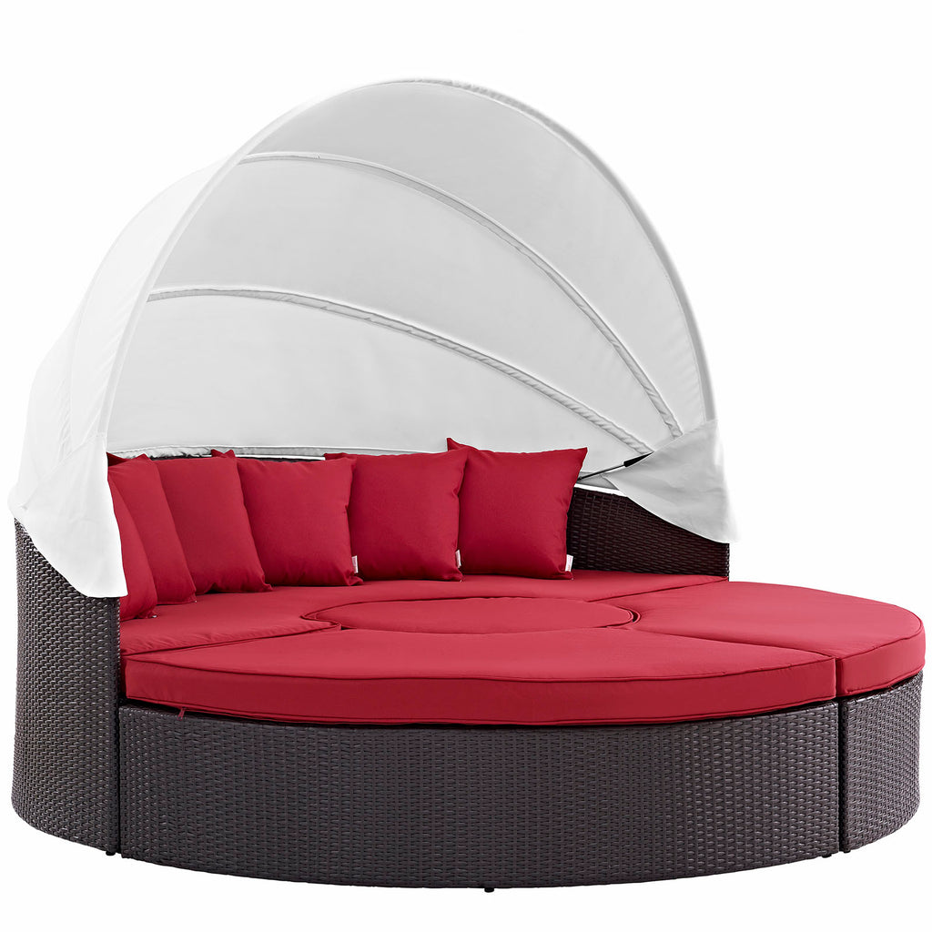 Convene Canopy Outdoor Patio Daybed in Espresso Red-2