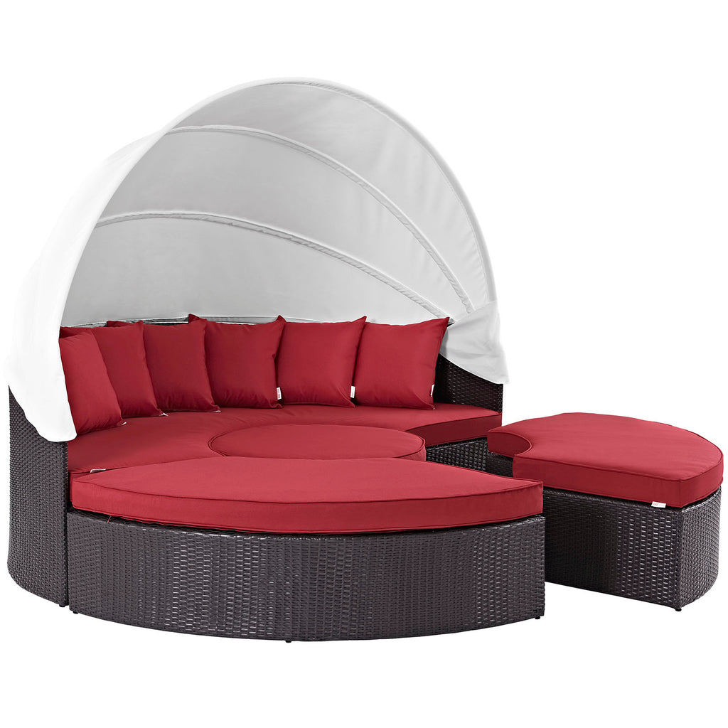 Convene Canopy Outdoor Patio Daybed in Espresso Red-2