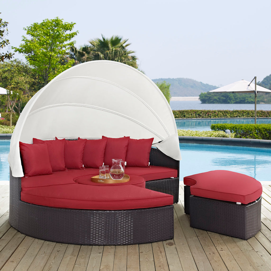 Convene Canopy Outdoor Patio Daybed in Espresso Red-2