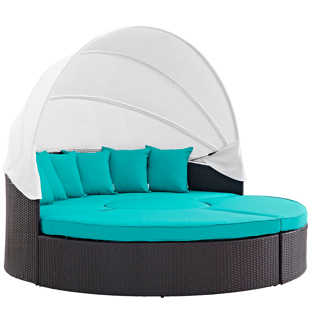 Convene Canopy Outdoor Patio Daybed in Espresso Turquoise-2
