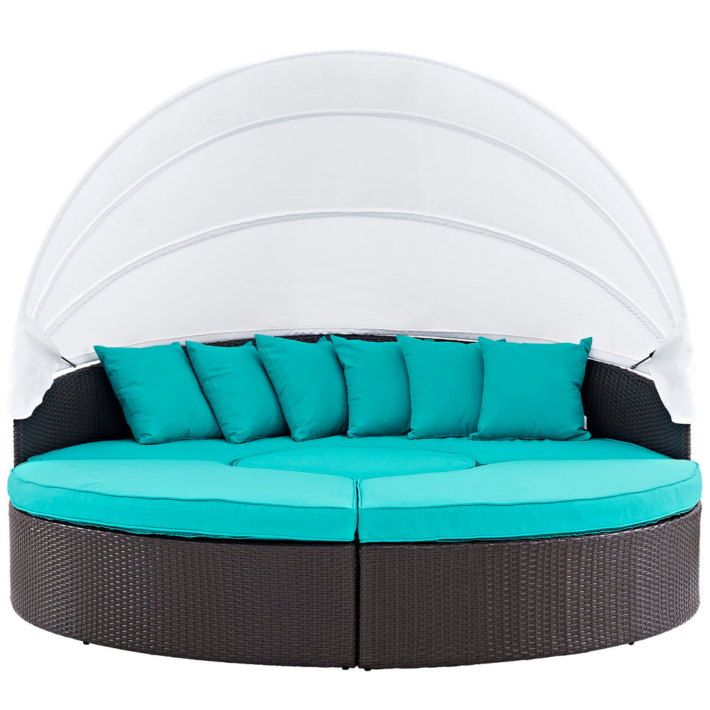 Convene Canopy Outdoor Patio Daybed in Espresso Turquoise-2
