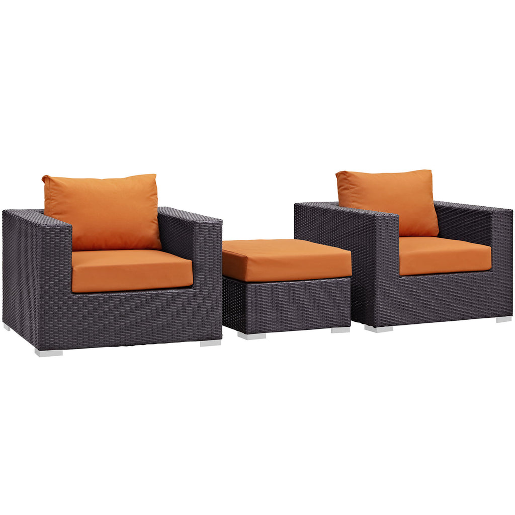 Convene 3 Piece Outdoor Patio Sofa Set in Espresso Orange-4