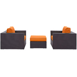 Convene 3 Piece Outdoor Patio Sofa Set in Espresso Orange-4