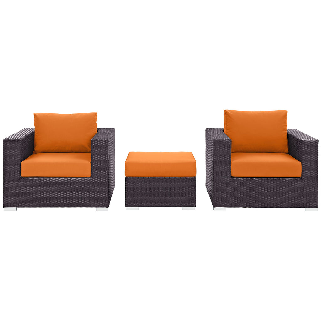 Convene 3 Piece Outdoor Patio Sofa Set in Espresso Orange-4