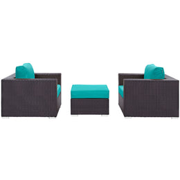 Convene 3 Piece Outdoor Patio Sofa Set in Espresso Turquoise-4