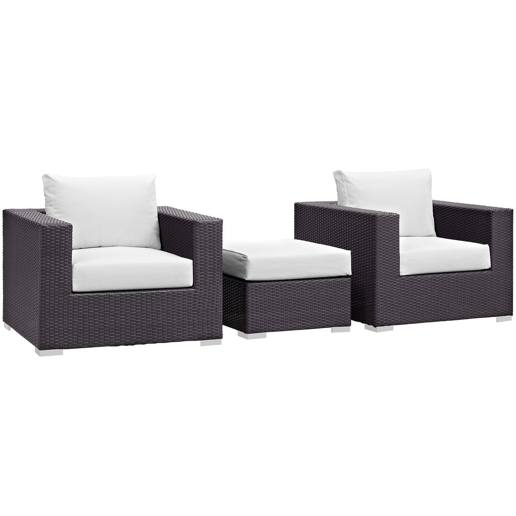 Convene 3 Piece Outdoor Patio Sofa Set in Espresso White-4