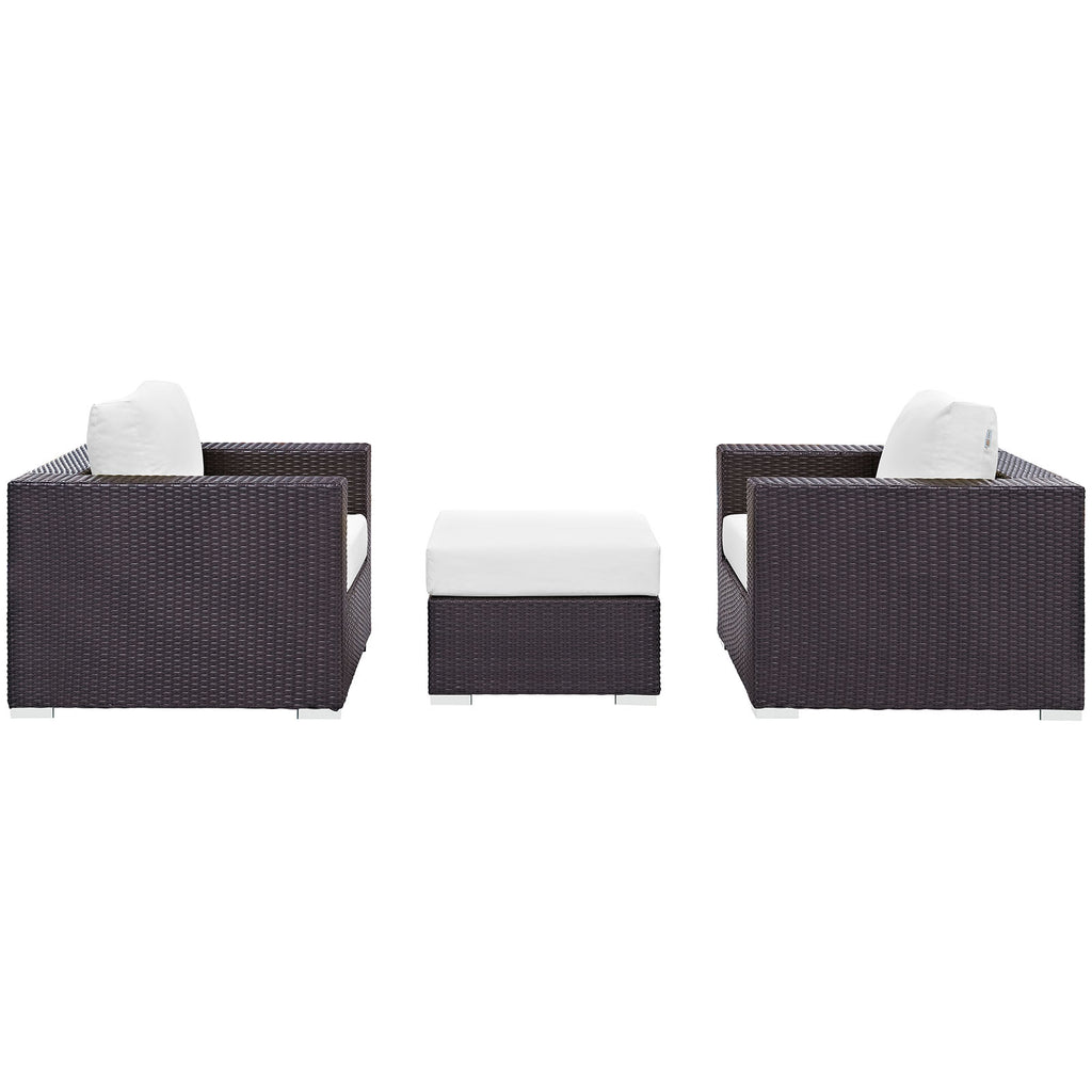 Convene 3 Piece Outdoor Patio Sofa Set in Espresso White-4