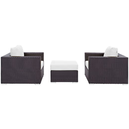 Convene 3 Piece Outdoor Patio Sofa Set in Espresso White-4