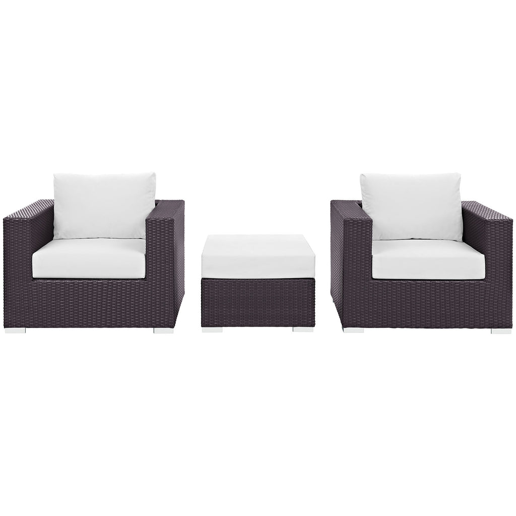 Convene 3 Piece Outdoor Patio Sofa Set in Espresso White-4