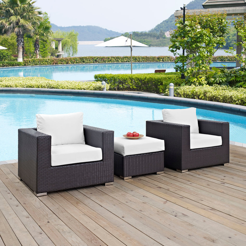 Convene 3 Piece Outdoor Patio Sofa Set in Espresso White-4