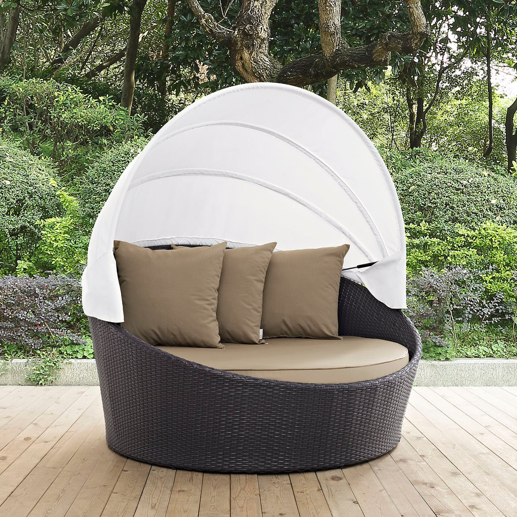 Convene Canopy Outdoor Patio Daybed in Espresso Mocha-1