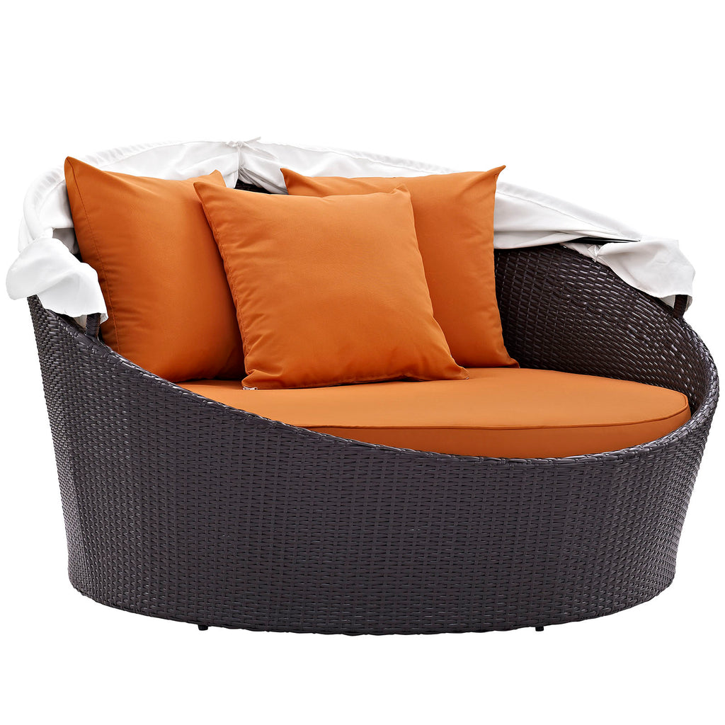 Convene Canopy Outdoor Patio Daybed in Espresso Orange-1