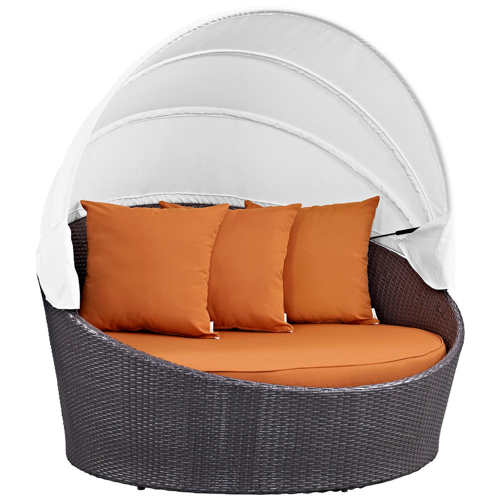 Convene Canopy Outdoor Patio Daybed in Espresso Orange-1