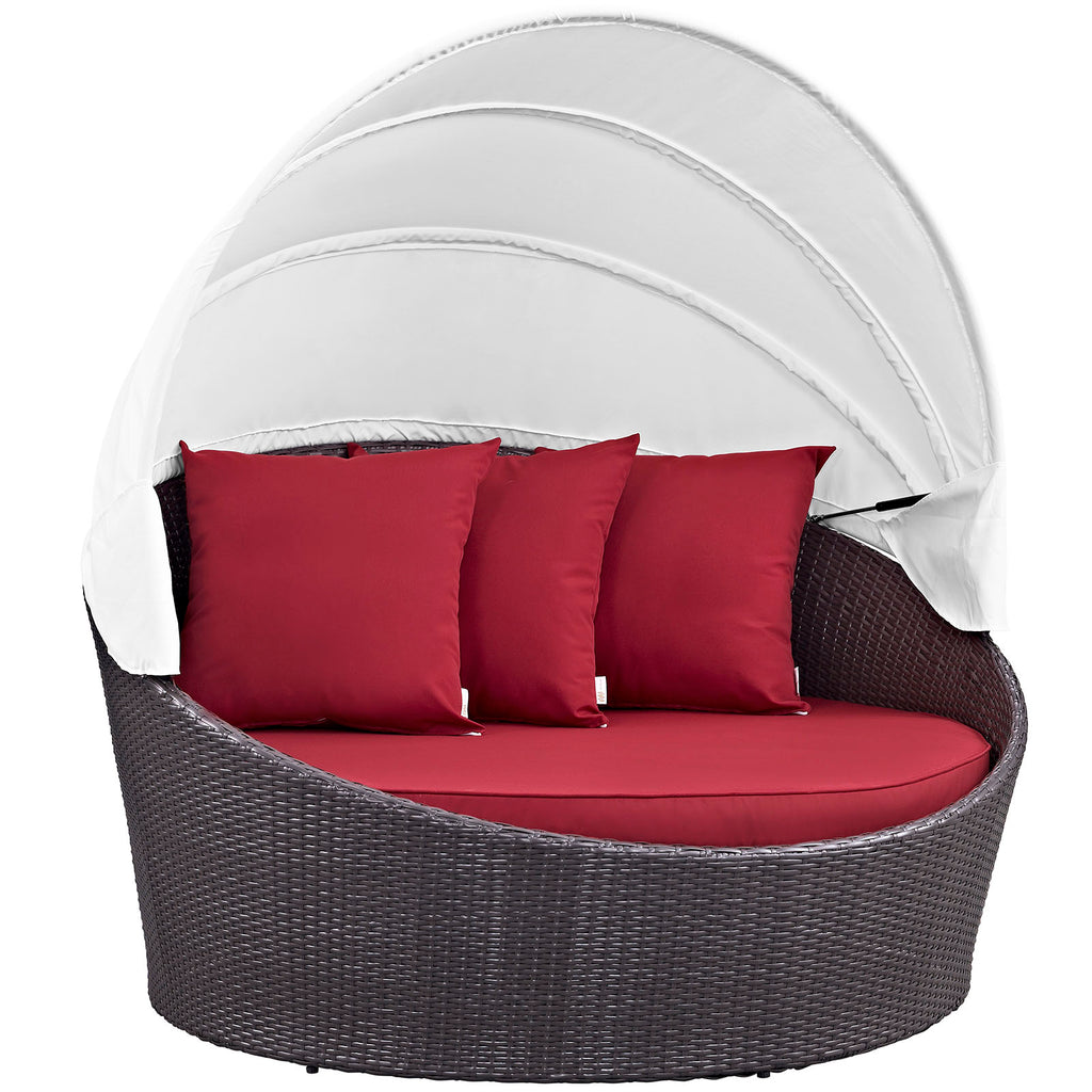 Convene Canopy Outdoor Patio Daybed in Espresso Red-1