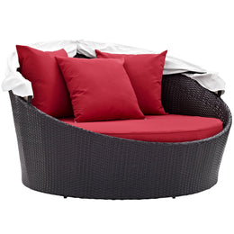 Convene Canopy Outdoor Patio Daybed in Espresso Red-1