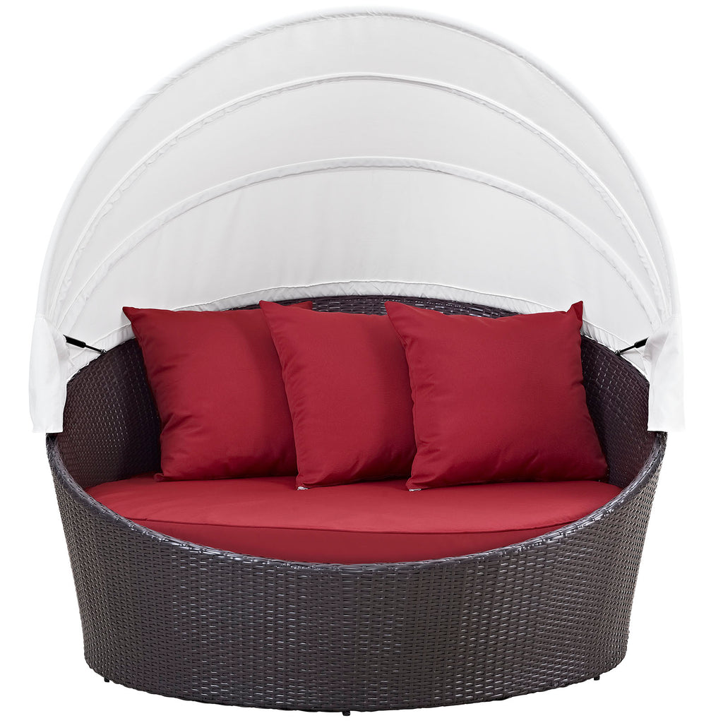 Convene Canopy Outdoor Patio Daybed in Espresso Red-1