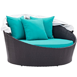 Convene Canopy Outdoor Patio Daybed in Espresso Turquoise-1