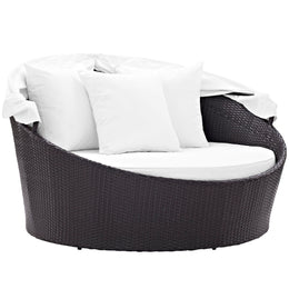 Convene Canopy Outdoor Patio Daybed in Espresso White-1