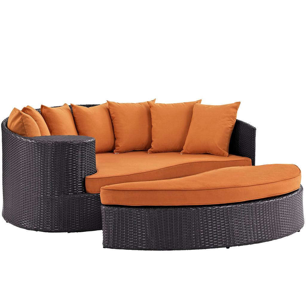 Convene Outdoor Patio Daybed in Espresso Orange