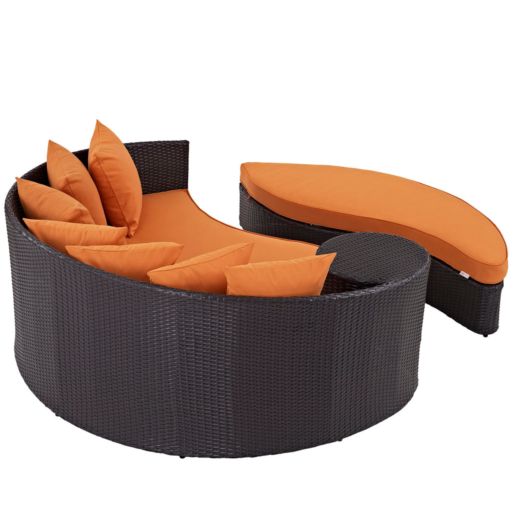 Convene Outdoor Patio Daybed in Espresso Orange