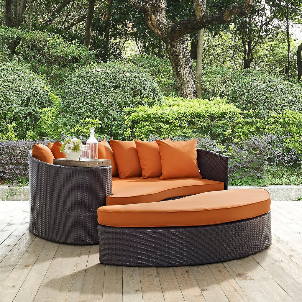 Convene Outdoor Patio Daybed in Espresso Orange