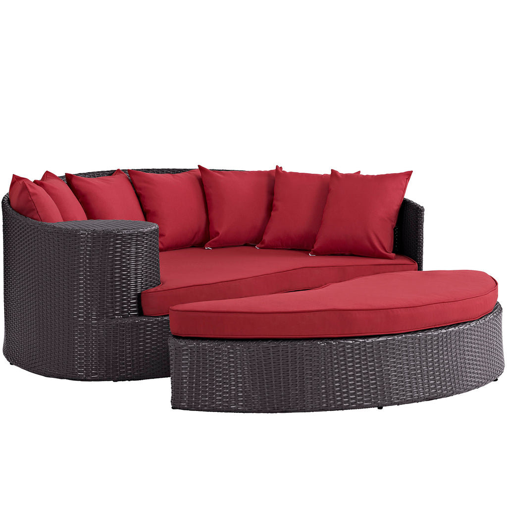 Convene Outdoor Patio Daybed in Espresso Red