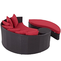 Convene Outdoor Patio Daybed in Espresso Red