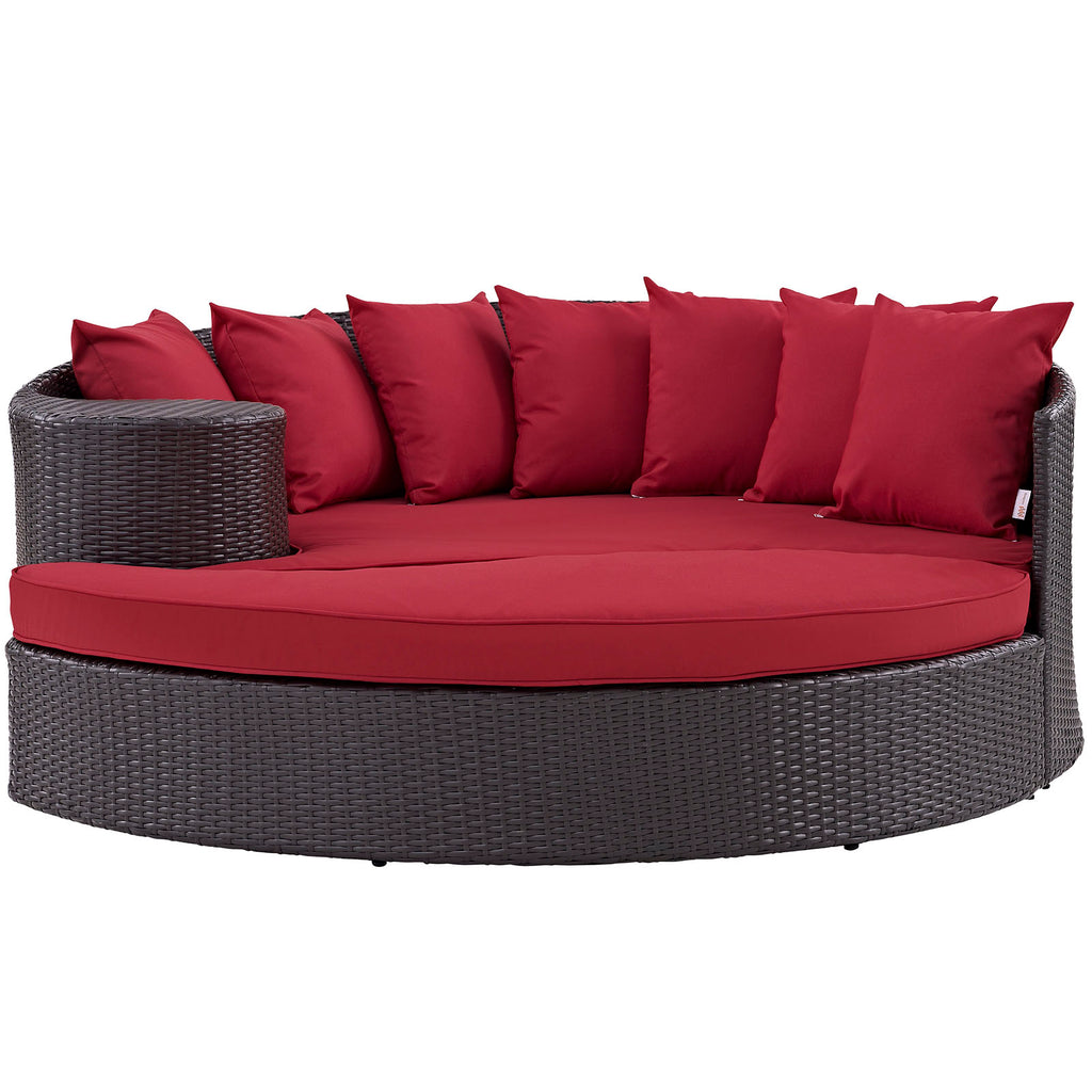 Convene Outdoor Patio Daybed in Espresso Red