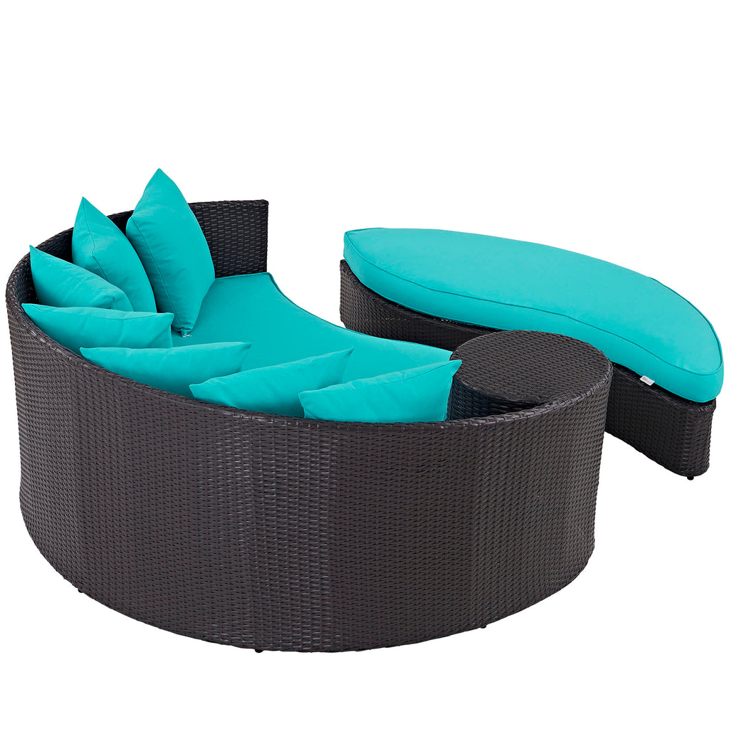 Convene Outdoor Patio Daybed in Espresso Turquoise