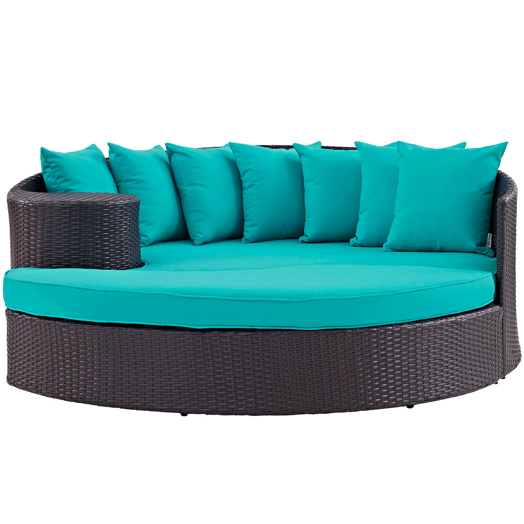 Convene Outdoor Patio Daybed in Espresso Turquoise