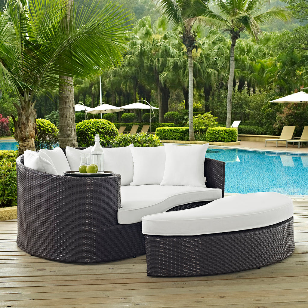 Convene Outdoor Patio Daybed in Espresso White