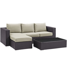 Convene 3 Piece Outdoor Patio Sofa Set in Espresso Beige-3